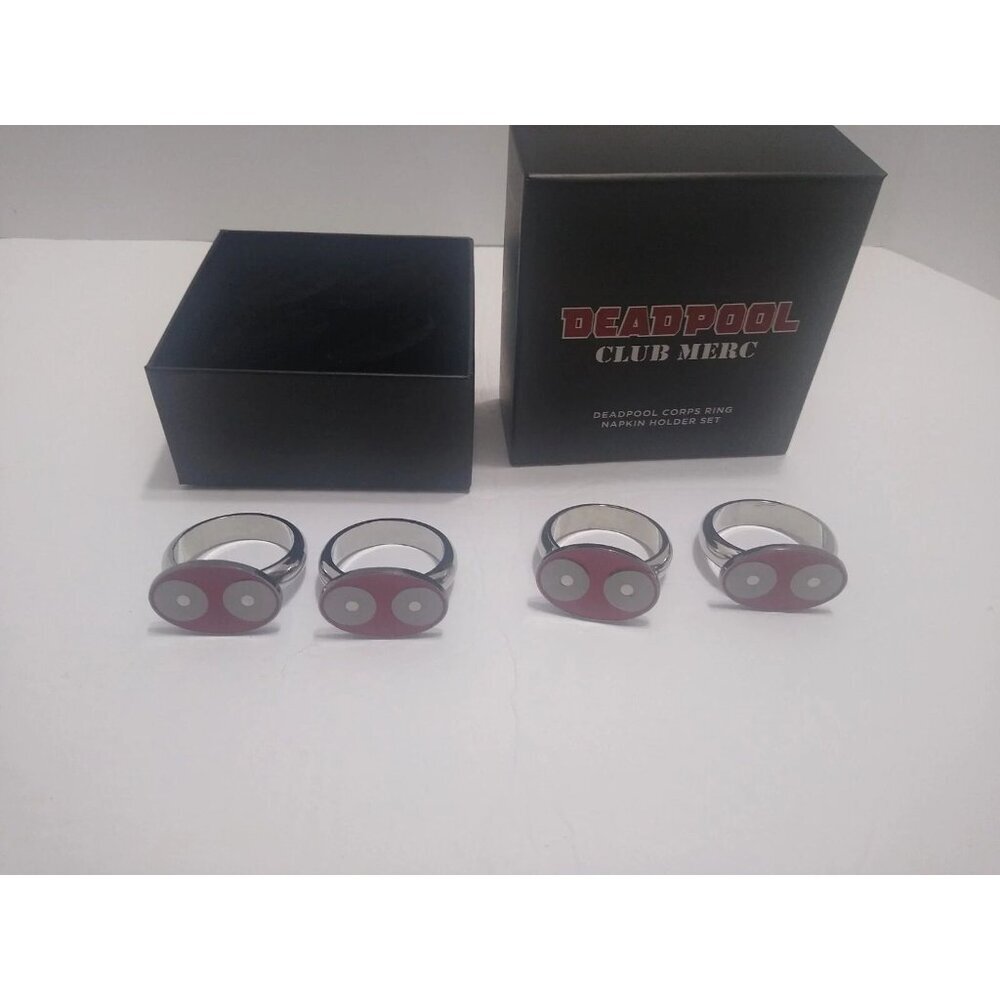 Loot Crate Deadpool Corps Napkin Rings Holder Set Merc Club Exclusive NIB - Picture 5 of 6
